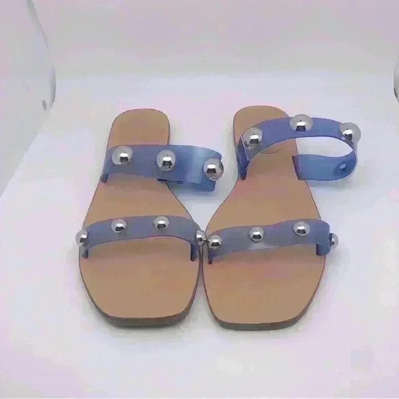 Marc Fisher Blue Clear Studs Sandals Sz 8 - Picture 1 of 11